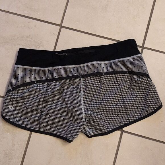Rare Lululemon Run Speed Short Dottie Eighth Gingham white black size 10 - Picture 3 of 12